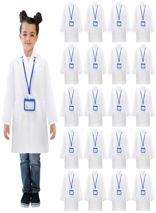 Liitrsh 18 Set Lab Coats for Kids White Scientists Costume with ID Card for Children Doctor Role Play Career Day Christmas (Medium) - Image 1